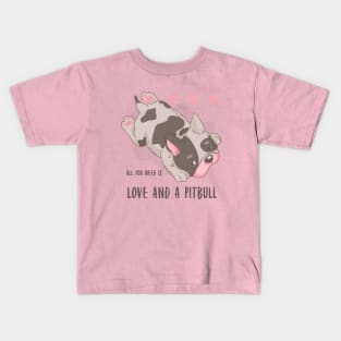 Happiness is being loved by a pit bull Kids T-Shirt